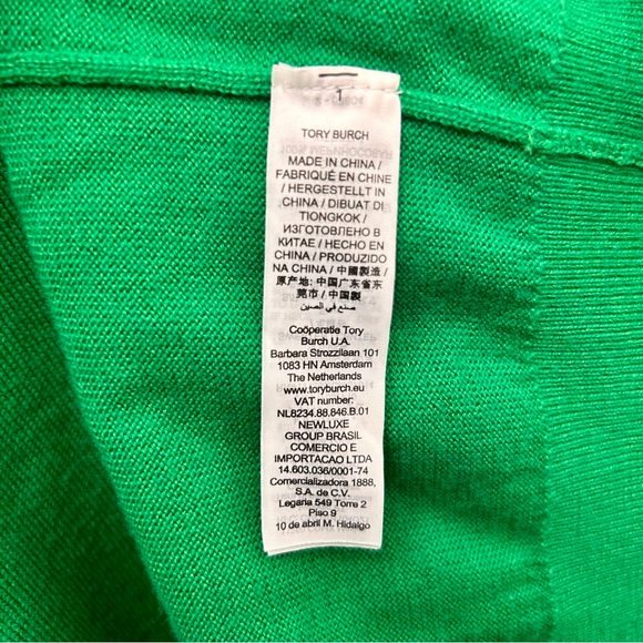 Green Tory Sport Merino Wool Sweater with Blue Chevron Size S Lightweight Layer - Picture 5 of 6